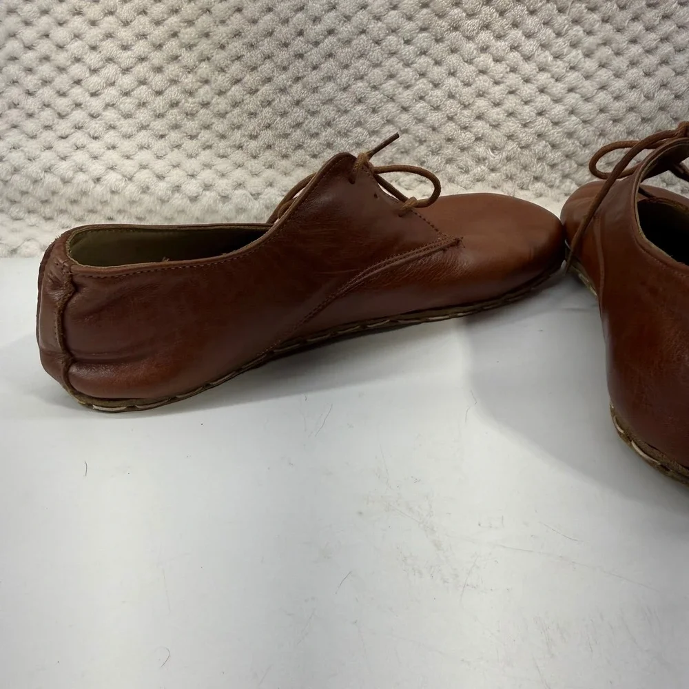 Swiss Barefoot Shoes Size 40EU US 7.5/9 Brown Leather Minimalist Oxford Lace Up